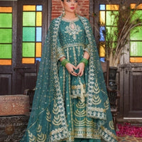 Gull Bahar Pishwas, Raw Silk Dress, Embroidered Pishwas, Luxury Wedding Outfit, Formal Wear for Women, Organza Dupatta Design