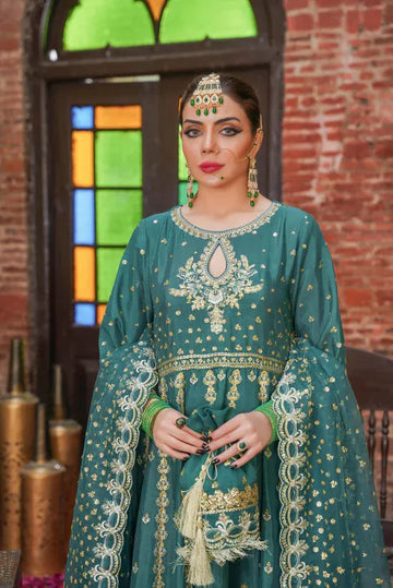 Gull Bahar Pishwas, Raw Silk Dress, Embroidered Pishwas, Luxury Wedding Outfit, Formal Wear for Women, Organza Dupatta Design