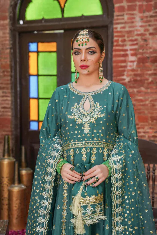 Gull Bahar Pishwas, Raw Silk Dress, Embroidered Pishwas, Luxury Wedding Outfit, Formal Wear for Women, Organza Dupatta Design