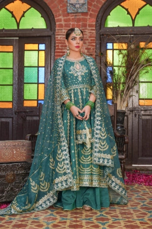 Gull Bahar Pishwas, Raw Silk Dress, Embroidered Pishwas, Luxury Wedding Outfit, Formal Wear for Women, Organza Dupatta Design